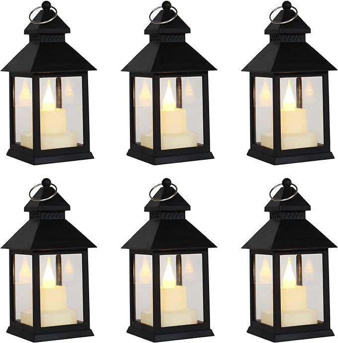 Amazon.com: LLQ 6" Vintage Candle Lantern Decorative LED Battery Powered Flashing Flameless Hangi... | Amazon (US)