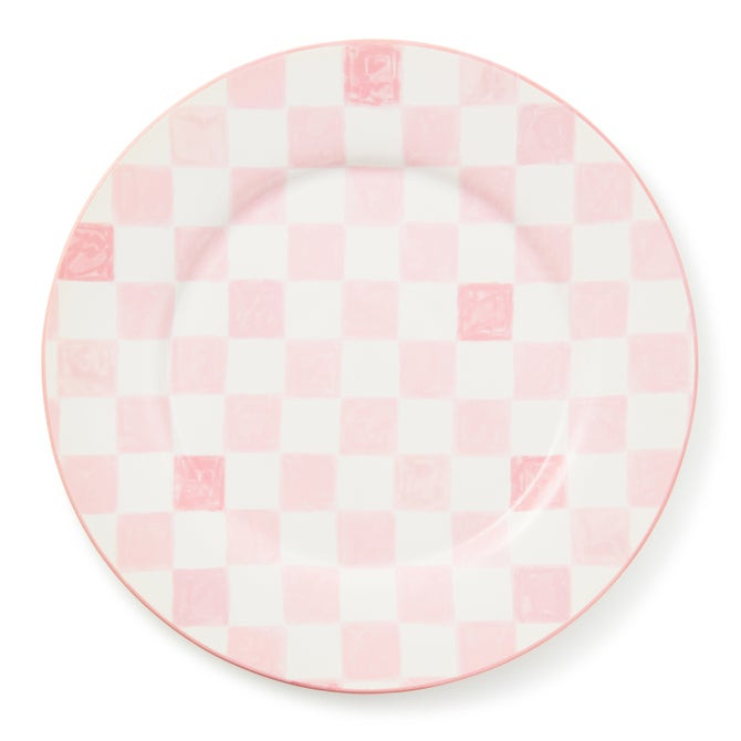 Pink Check Round Platter | MacKenzie-Childs
