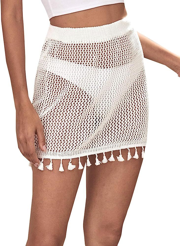 Women's Crochet Cover Up Beach Cover Up Amazon Swimsuit Cover Up #LTKtravel #LTKunder50 #LTKswim  | Amazon (US)