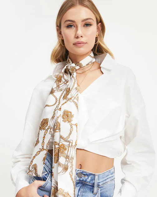 Milano Printed Tie Scarf - White | VICI