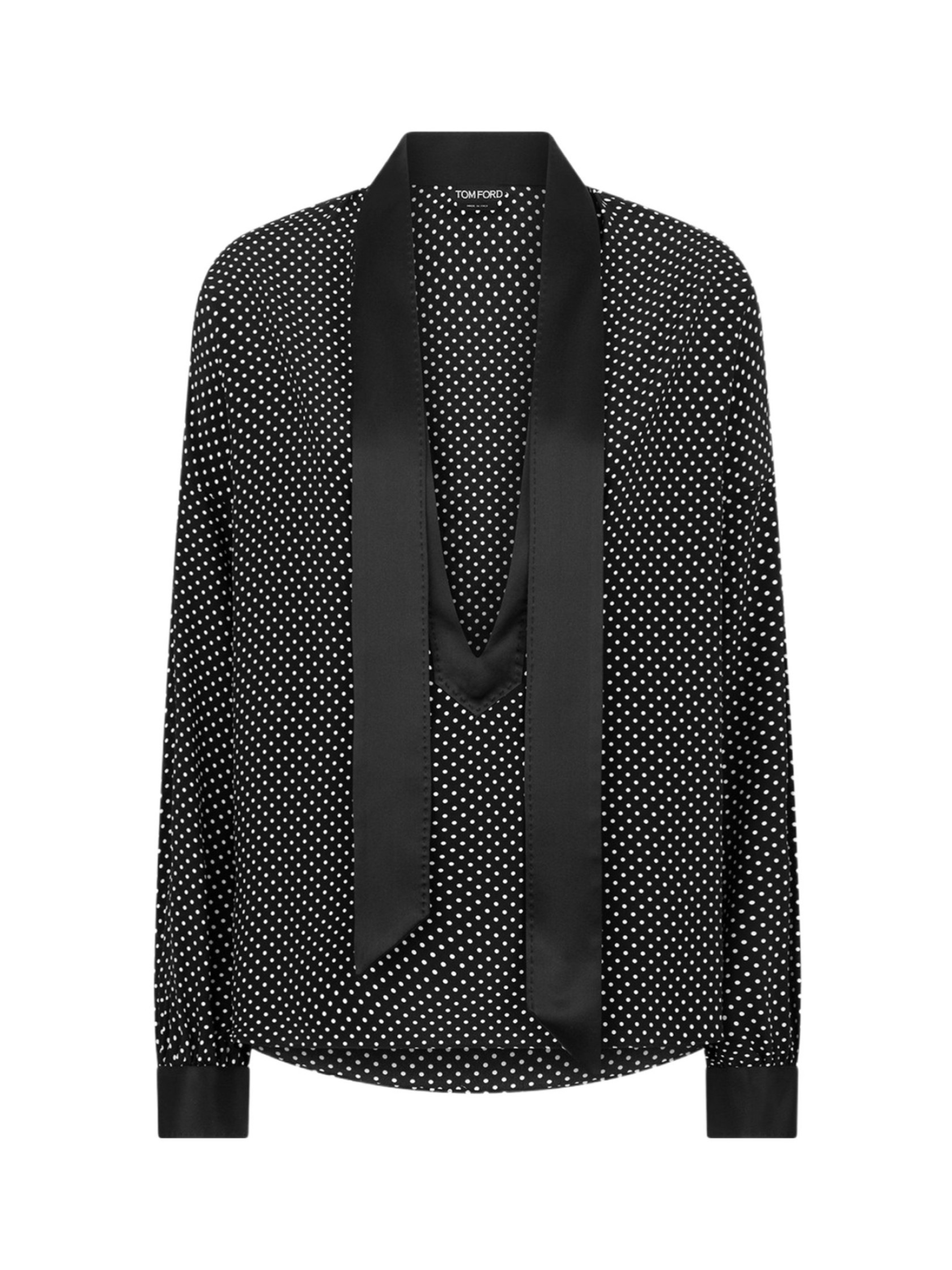 Tom Ford Polka Dot Satin Lavalliere Tunic Top | Senser US