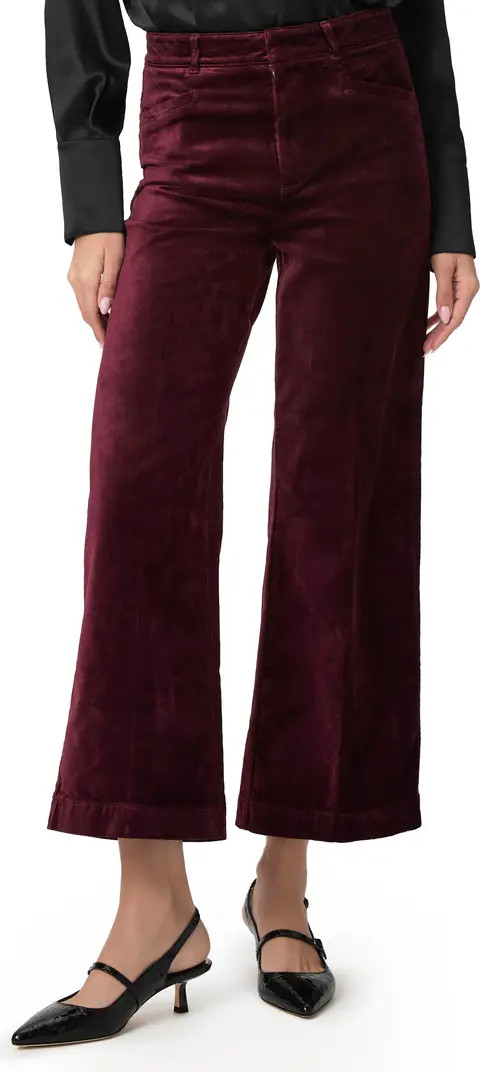 PAIGE Anessa High Waist Ankle Wide Leg Velvet Pants | Nordstrom | Nordstrom
