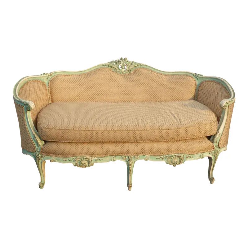 Antique French Provincial Louis XV Rococo Style Ornately Carved Settee Sofa | Chairish