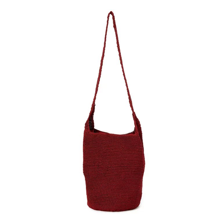 No Boundaries Women's Adult Crochet Hobo Bag Rusty Brick | Walmart (US)
