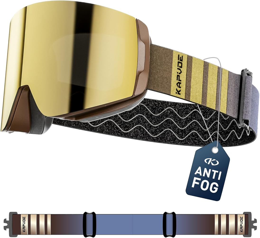 KAPVOE Magnetic Ski Goggles Snowboard goggles for Men Women Snow Glasses OTG Anti fog 1OO% UV Pro... | Amazon (US)