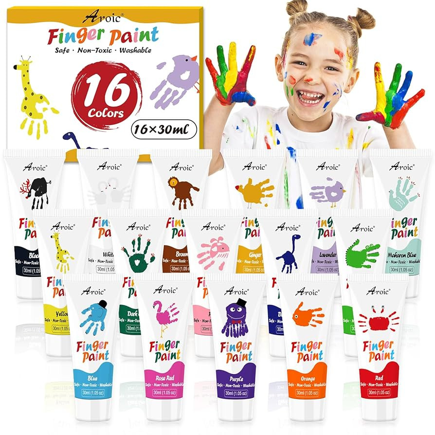 AROIC 16Colors Kids Washable Finger Paint, Non-Toxic, Art Painting Supplies for Toddlers, Finger ... | Amazon (US)