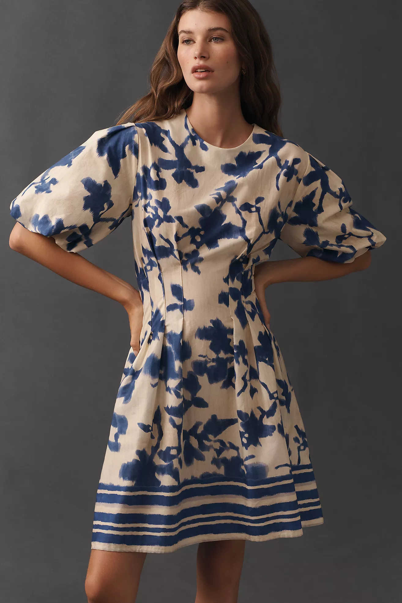 Exquise Smocked Puff-Sleeve Mini Dress | Anthropologie (US)