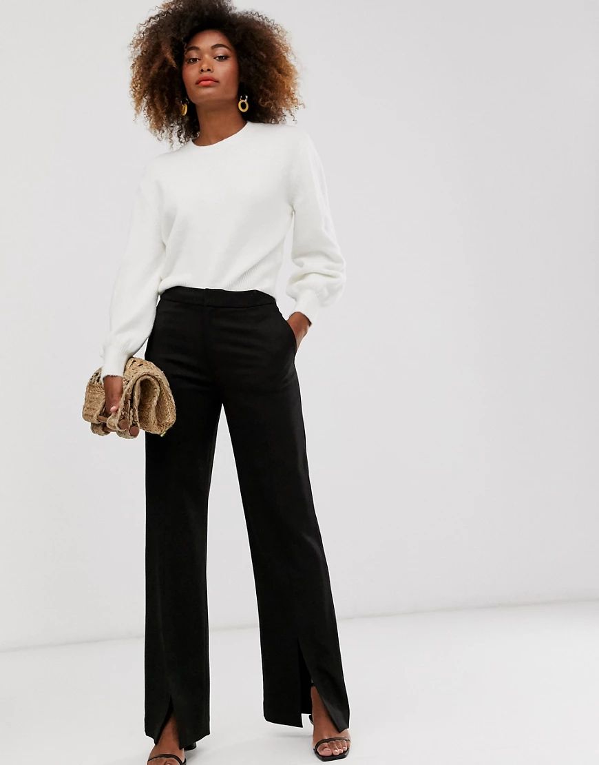 & Other Stories tailored pants with front slit in black | ASOS (Global)