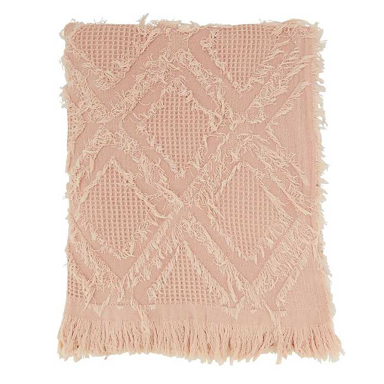Pink Diamond Pattern Throw Blanket | Kirklands