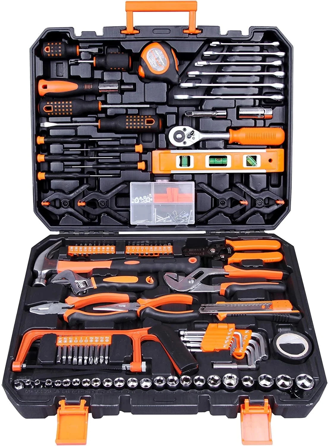 CARTMAN 168 Piece Tool Set Kit General Household Hand with Plastic in Storage Case Orange | Walmart (US)