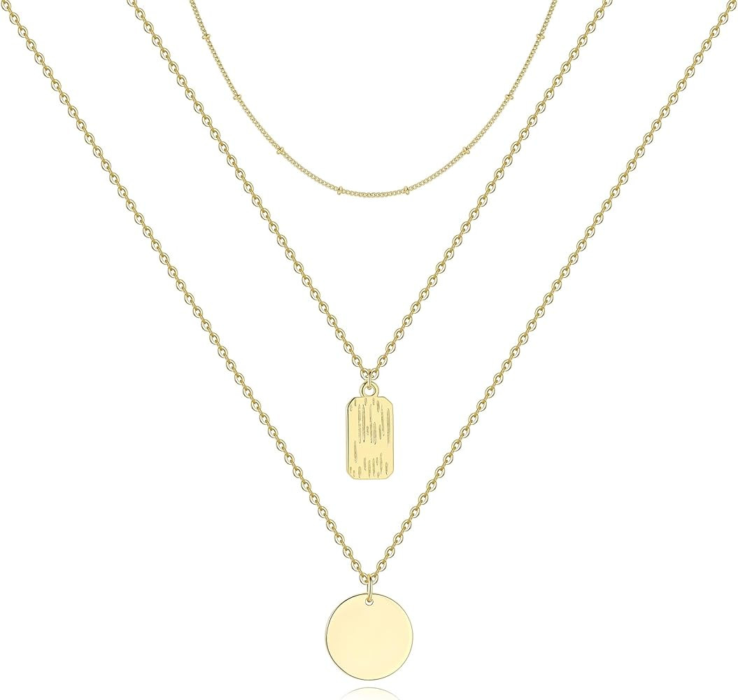 Layered Heart Necklace Pendant Layering Necklaces in 14K Gold Dainty Layering Necklace Set for Wo... | Amazon (US)