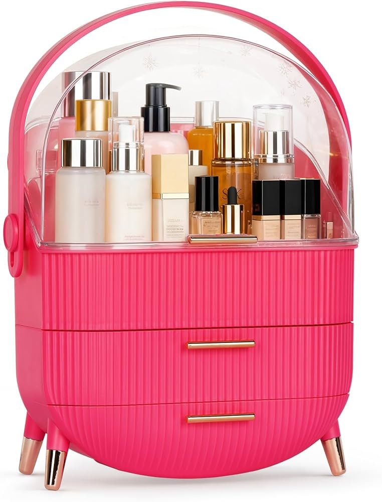 MASSY Egg Shape(Oval) Makeup Storage Box, Countertop Portable Vanity Cosmetics Organizer Preppy | Amazon (US)