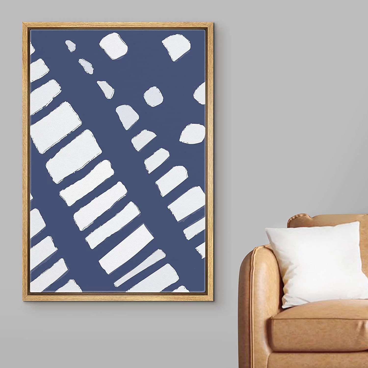 Wall26 Framed Canvas Print Wall Art White Cells & Dots on Blue Background Abstract Shapes Illustr... | Walmart (US)