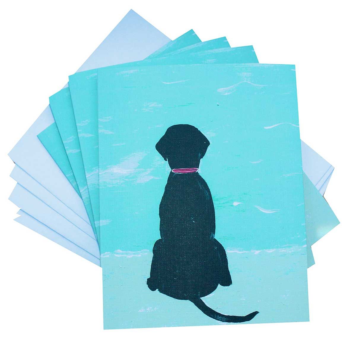 Black Beach Dog Notecard Set | Lemondaisy Design | Lemondaisy Design