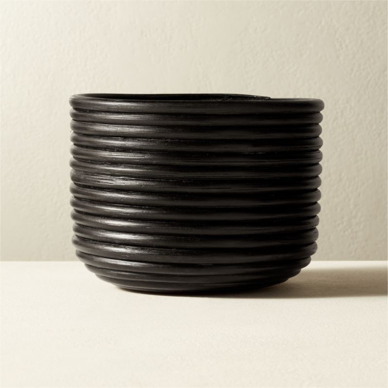 Basket Black Rattan Small Planter + Reviews | CB2 | CB2