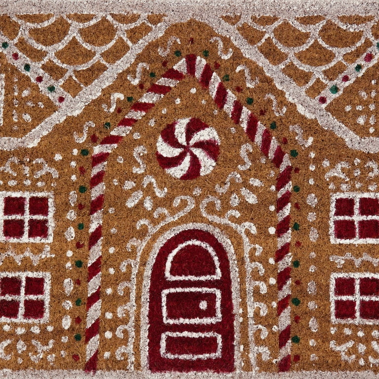 My Texas House Multicolor Gingerbread House Outdoor Coir Christmas Doormat, 18" x 30" | Walmart (US)
