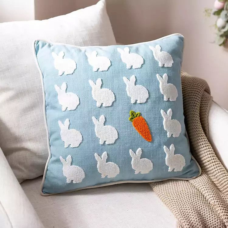 Blue Bunnies and Carrot Pillow | Kirkland's Home