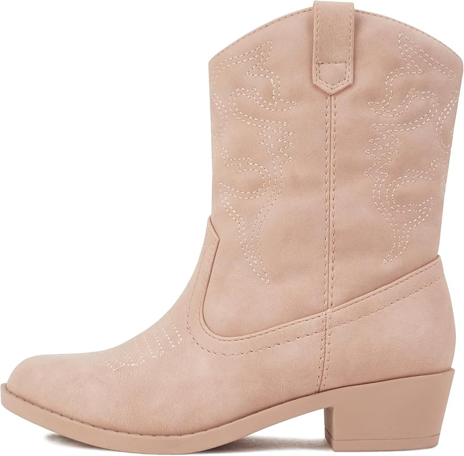 Soda RENO-2 Kids/Girls/Children Western Cowboy Stitched Pointe Toe Low Heel Ankle Mid Shaft Fashi... | Amazon (US)
