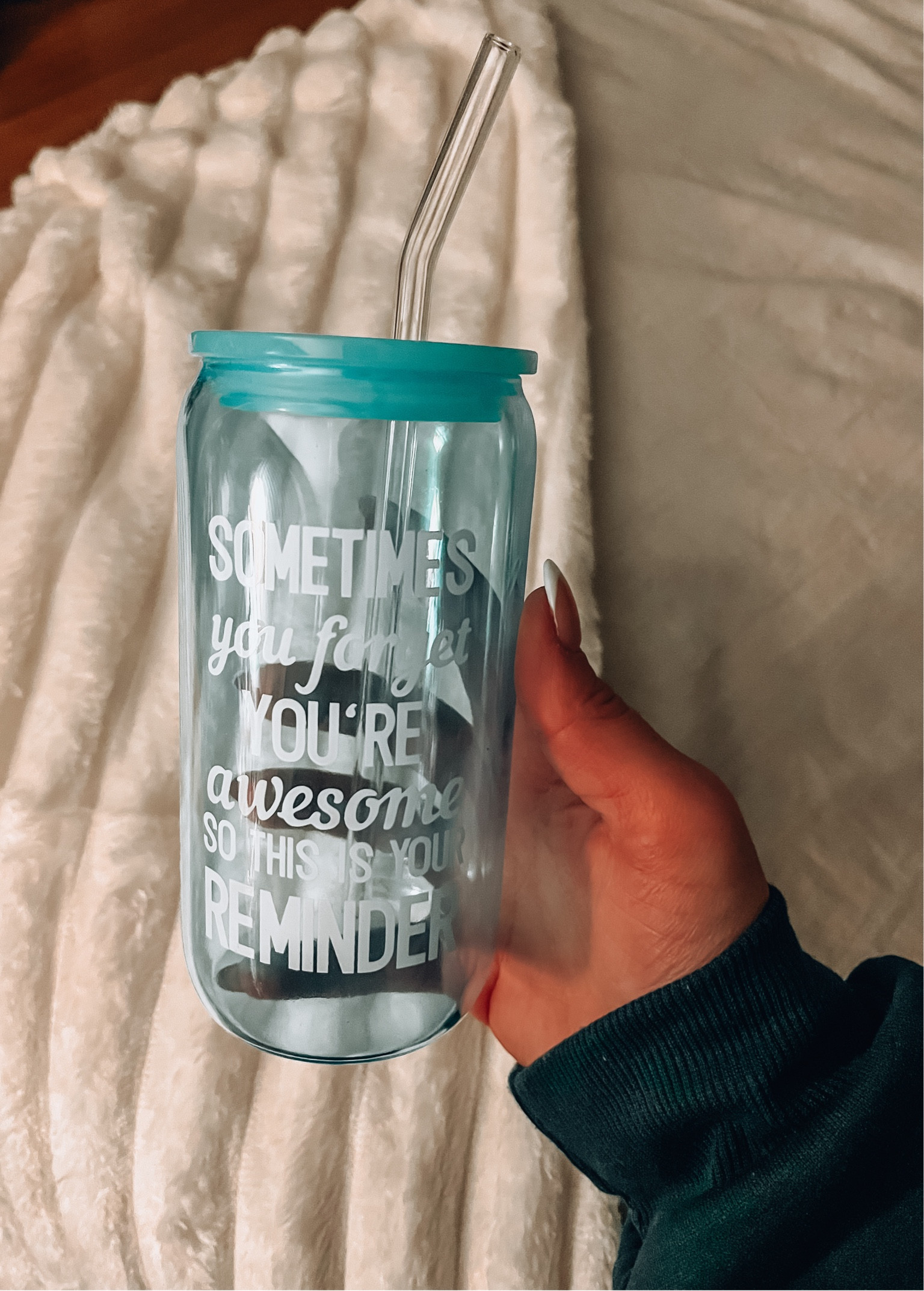 Gifts for her!! 
Inspirational glass cups with lid and glass straw! Currently on sale!!

#LTKHoliday #LTKSaleAlert #LTKHome