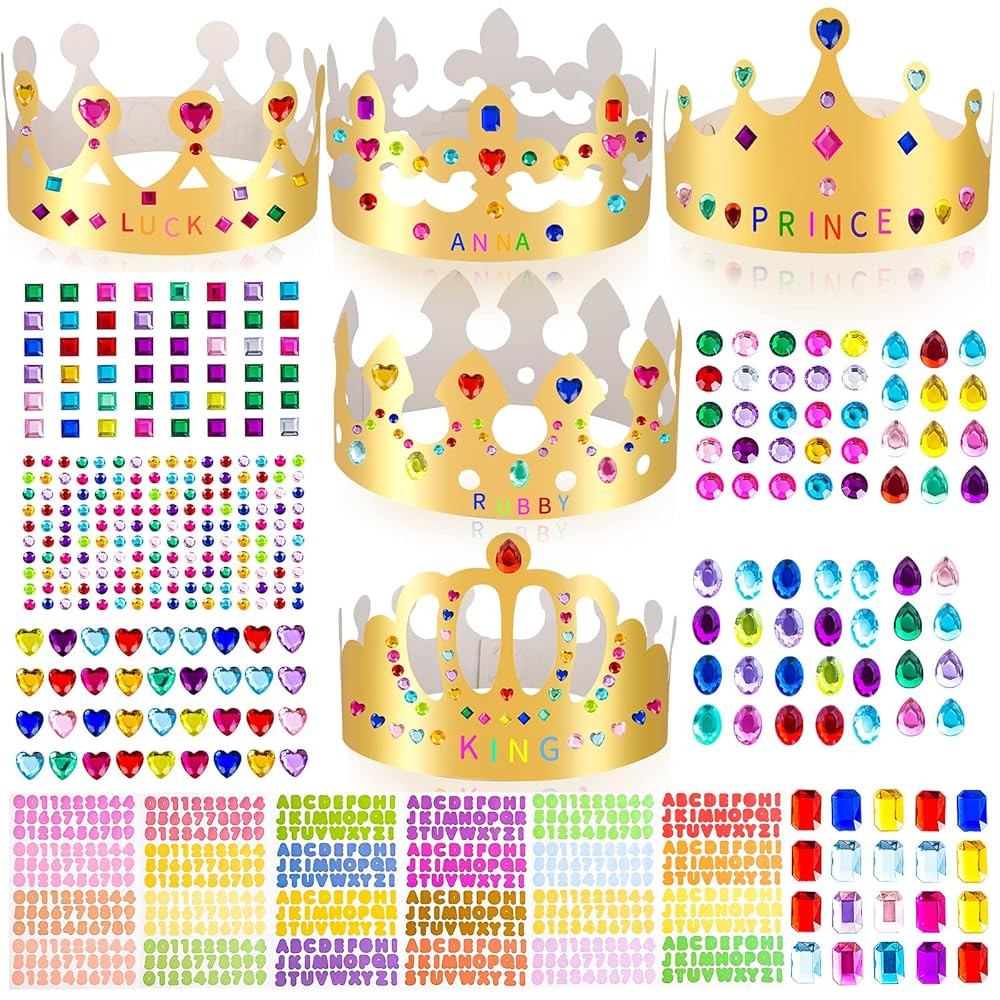 Gold Paper Crowns, Diy Birthday King Crowns Craft to Decorate, Paper Prince Princess Crown Hats f... | Amazon (US)