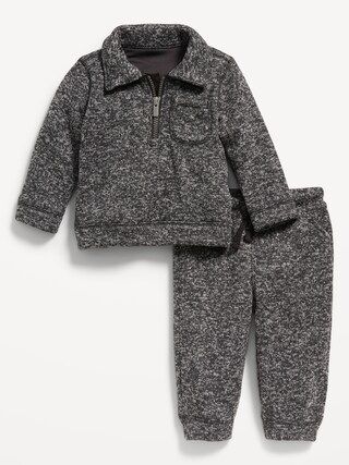 Sweater-Fleece Quarter-Zip Sweatshirt and Jogger Pants for Baby | Old Navy (US)