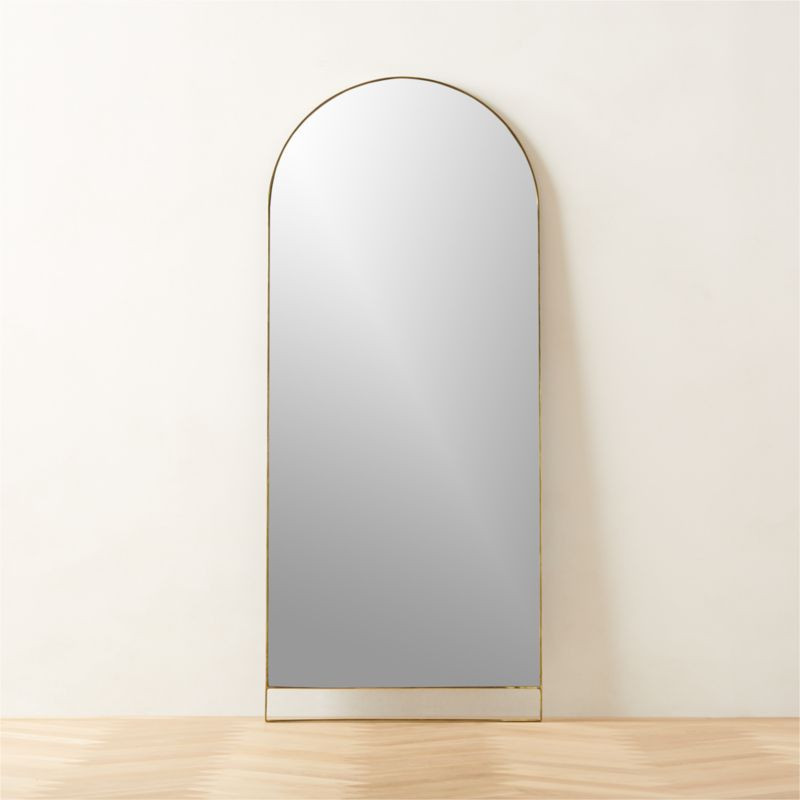 Rafe Polished Brass and Ivory Shagreen Floor Mirror 32"x76" | CB2 | CB2