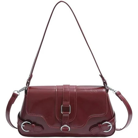 Y2K Shoulder Bag for Women,Leather Crossbody Bag with Belt Burgundy Hobo Bag Trendy Designer Handbags Top-handle Purse | Walmart (US)