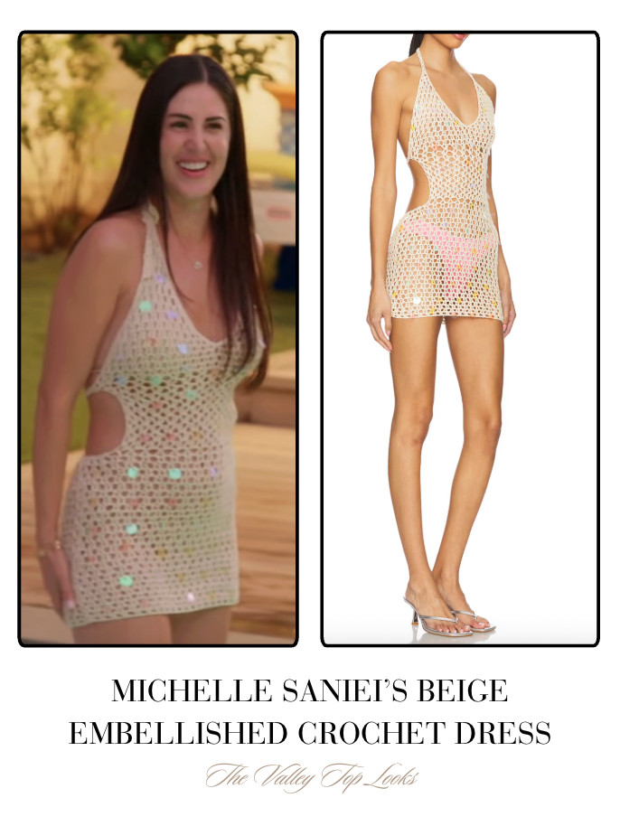 Michelle Saniei's Beige Embellished Crochet Dress  

 