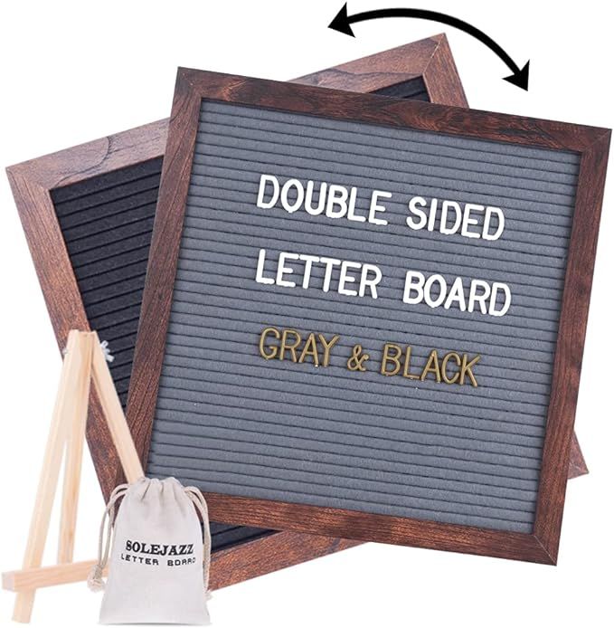 SOLEJAZZ Felt Letter Board 12"x12" Double Sided , 730 Precut White & Gold Letters, Numbers for Ch... | Amazon (US)