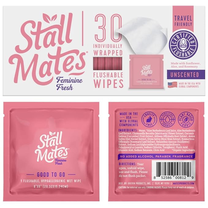 Stall Mates Wipes Feminine Fresh - Flushable | Individually Wrapped Cleansing Travel Friendly PH ... | Amazon (US)