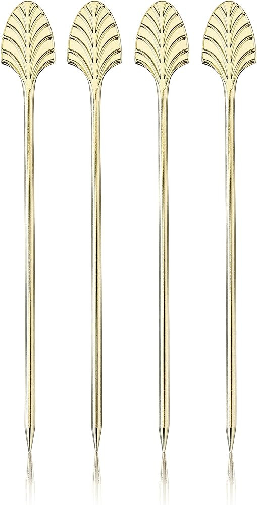 Viski Gold Art Deco Cocktail Picks, Stainless Steel Cocktail Picks for Drinks, Garnish Picks, Coc... | Amazon (US)