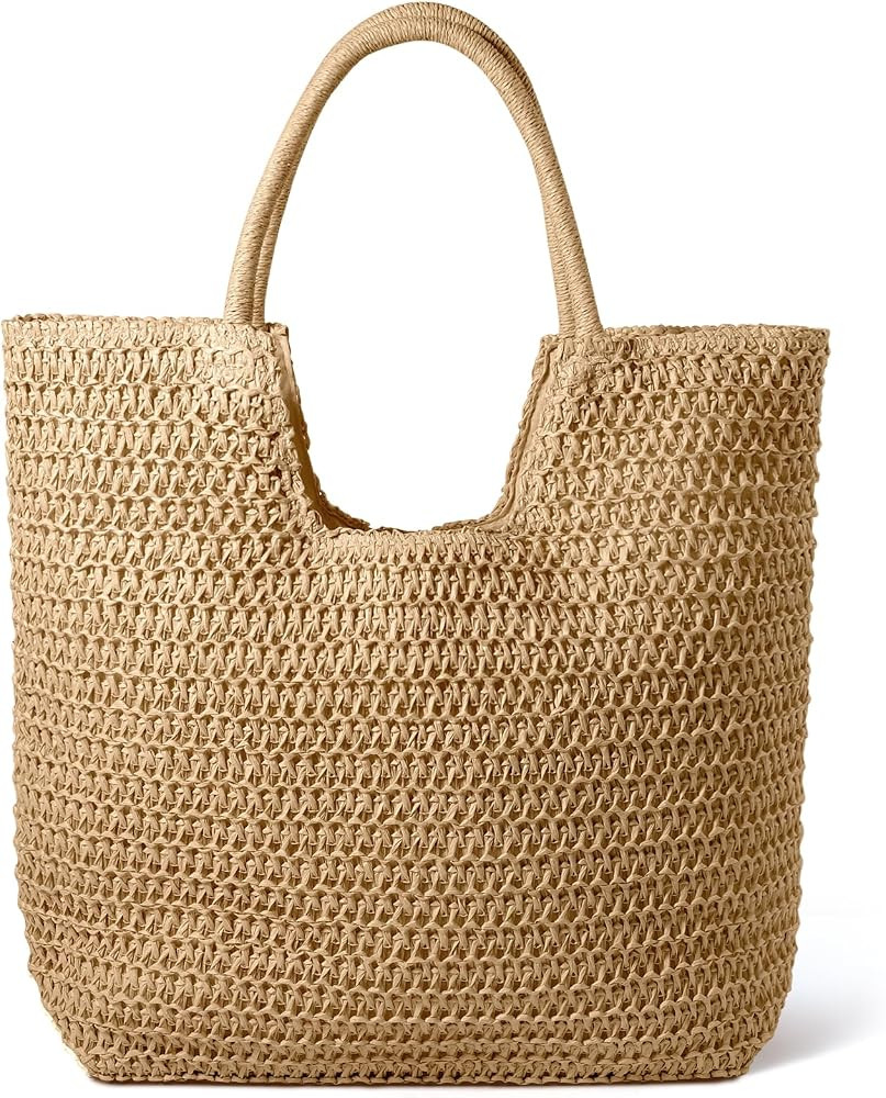 Hommtina Straw Beach Bag - Womens Crossbody Shoulder Vacation Purse for Summer | Amazon (US)