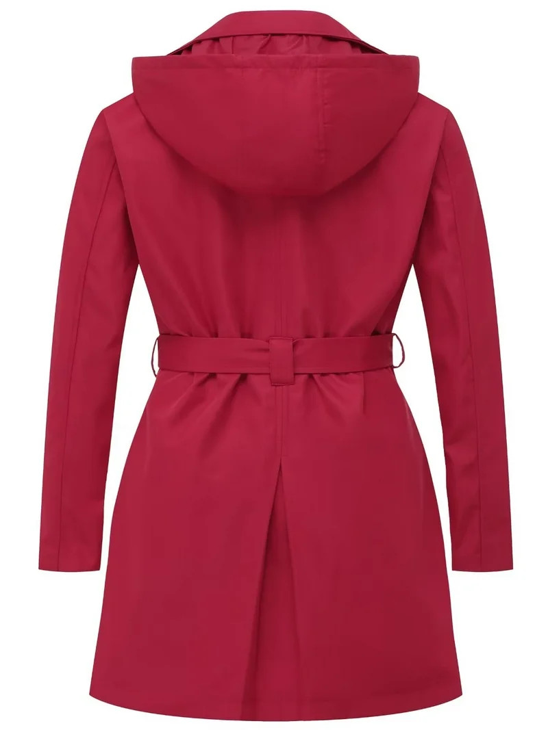 Chrisuno Womens Plus Trench Coat Light Coats for Women Mid Length Jacket Dressy Hood Belt Double ... | Walmart (US)