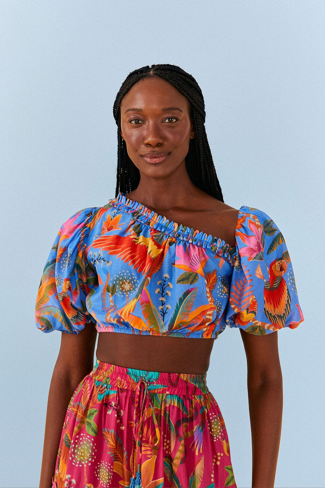 Blue Macaw Party Blouse | FarmRio (US)