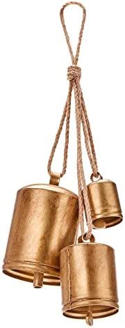 KPCB Christmas Bells Rustic Christmas Decor Vintage Style Brass Shabby Chic Decorations (Brass) | Amazon (US)