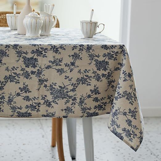 Pastoral Rectangle Tablecloth - 60 x 140 Inch - Linen Fabric Table Cloth - Washable Table Cover w... | Amazon (US)