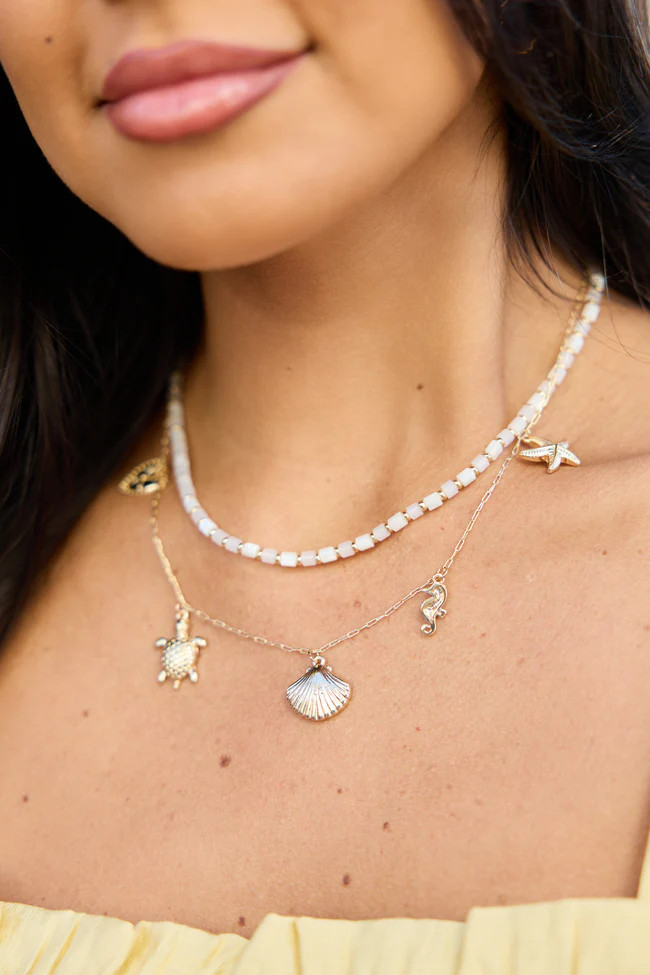 Lucia White Sealife Charm Necklace | Pink Lily