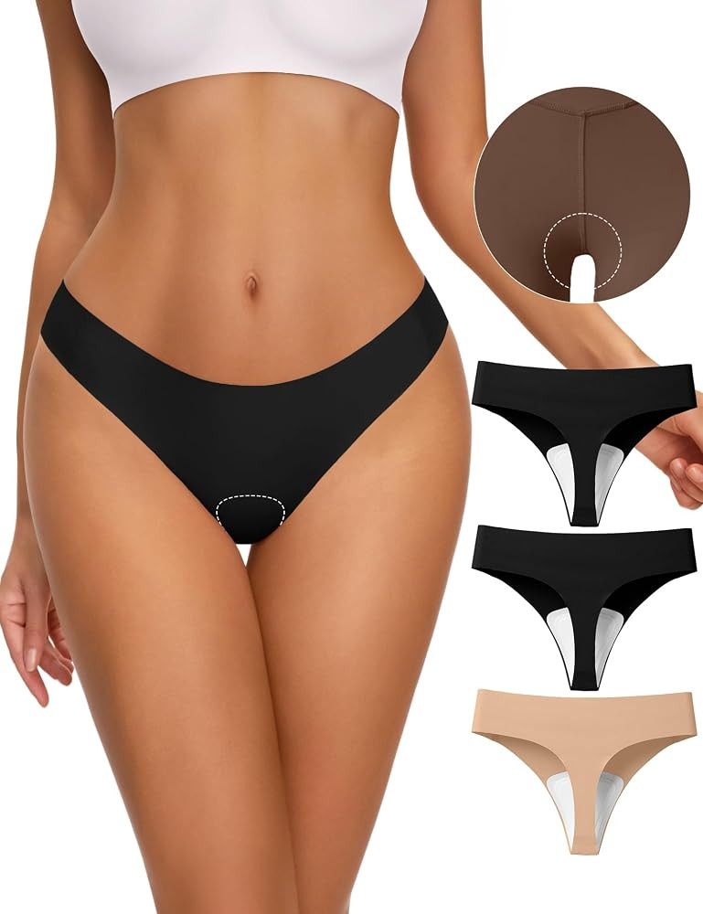 NIASOUL Thongs for Women Seamless Thong Panty Liners No Show Breathable G-Strings Workout Underwe... | Amazon (US)