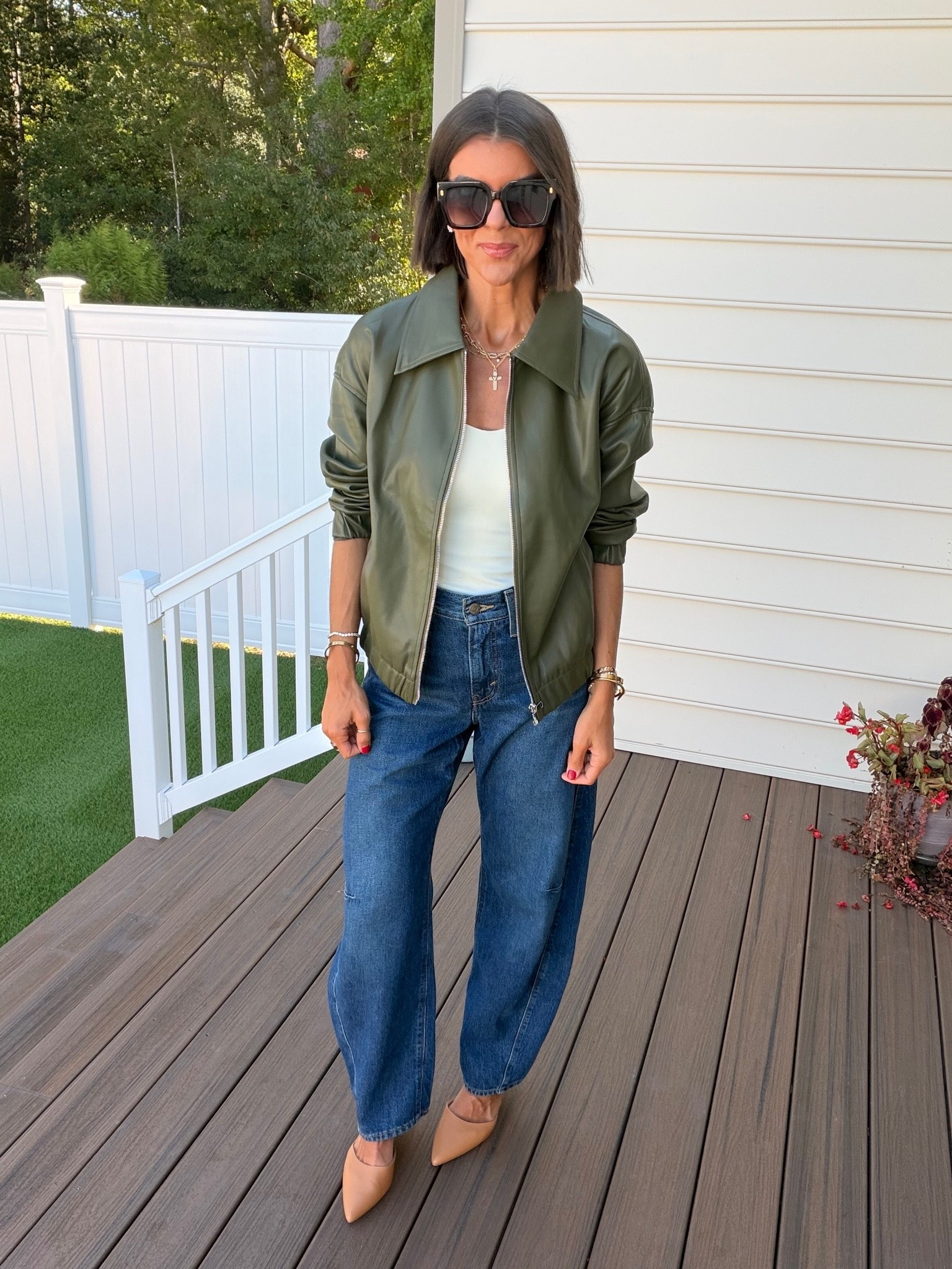 Size small in jacket, size xs in tank, size 24 in jeans

#LTKdayinmylife #LTKgrwm #LTKootd