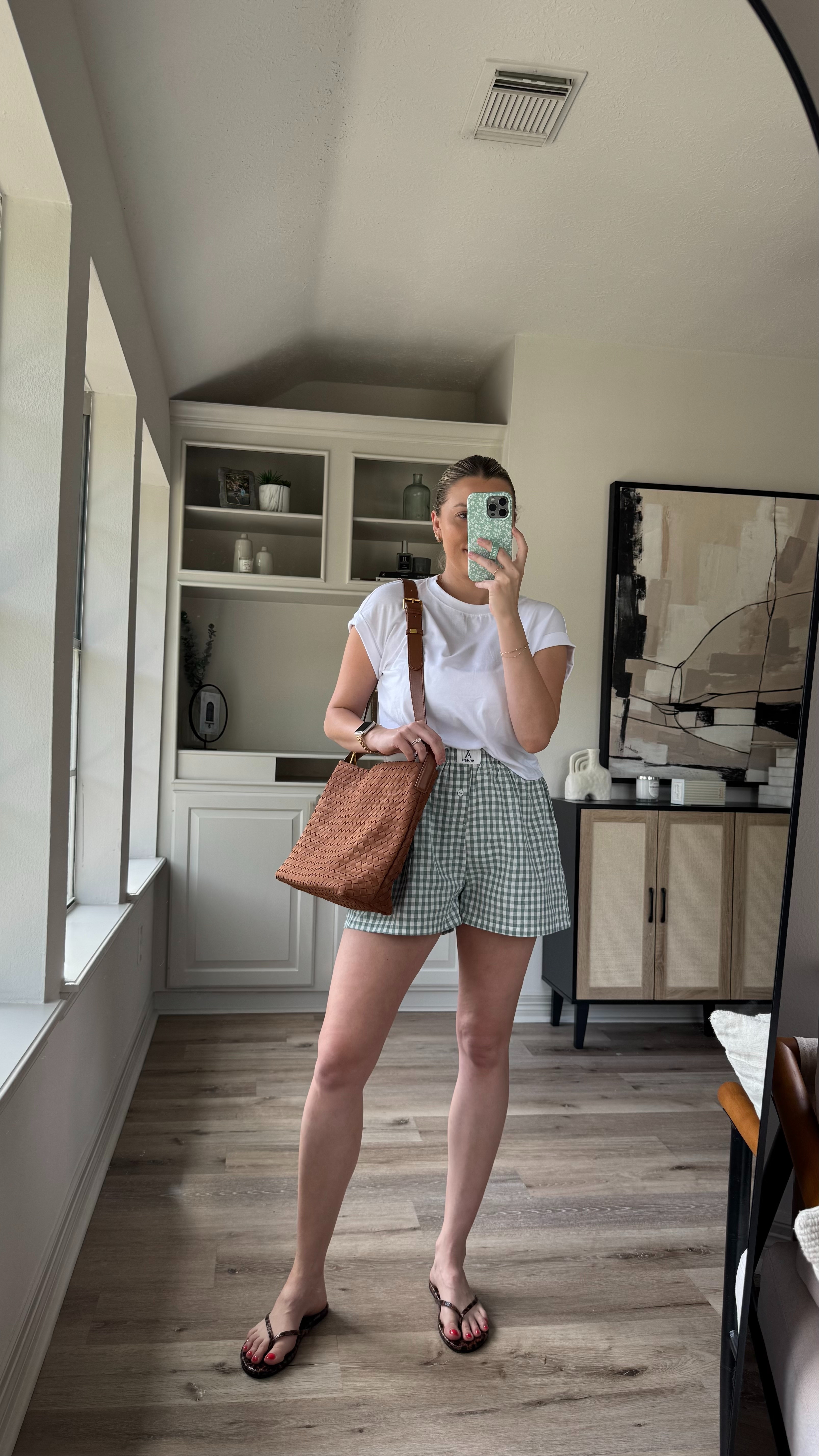 Casual Spring Outfit | I own these boxer shorts in so many patters and colors, they are so cute and comfy for spring! Wearing size L in the shorts. Size M in the top. Sandals fit tts. 

 

#LTKStyleTip