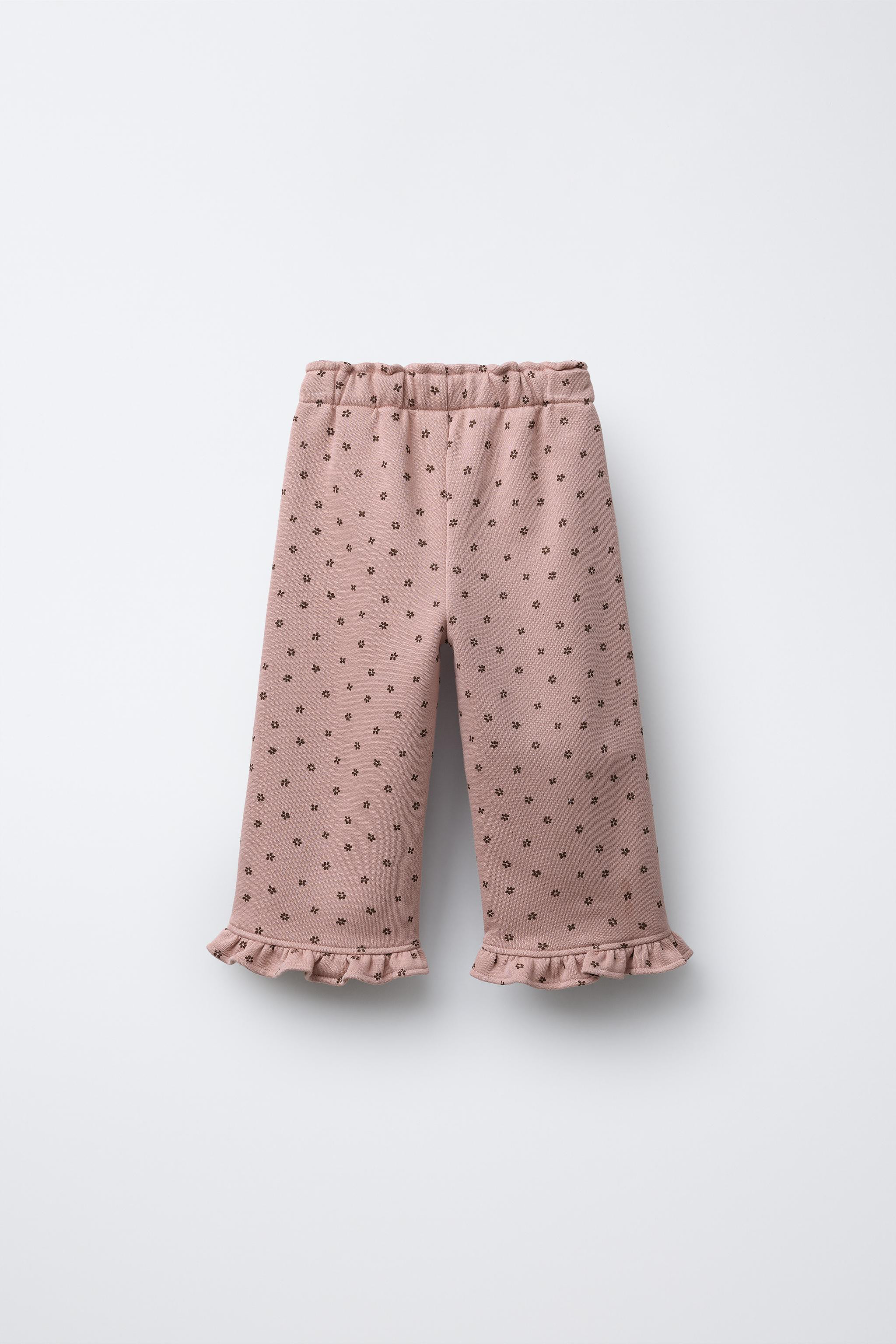 PRINTED PLUSH RUFFLE PANTS | Zara US