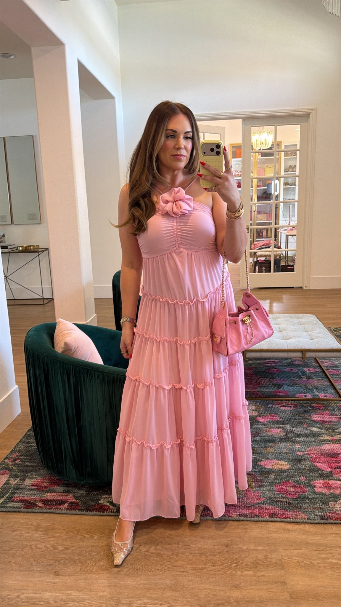 curvy midsize pink tiered maxi dress! wore this for my girlfriend’s baby shower. in the size medium! love the neckline + flower 🌸

#LTKSeasonal #LTKMidsize