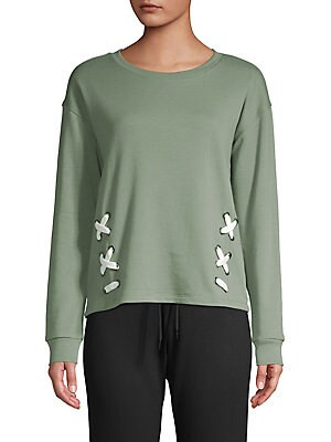 Laced Hem Pullover Sweatshirt | Lord & Taylor
