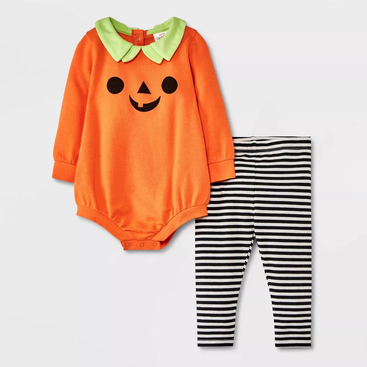 Baby Halloween Pumpkin Face Romper & Leggings Set - Cat & Jack™ Orange | Target