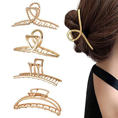 Gold Metal Hair Claw Clips for Women Big Butterfly Clips for Thick Long Hair 4 | Walmart (US)