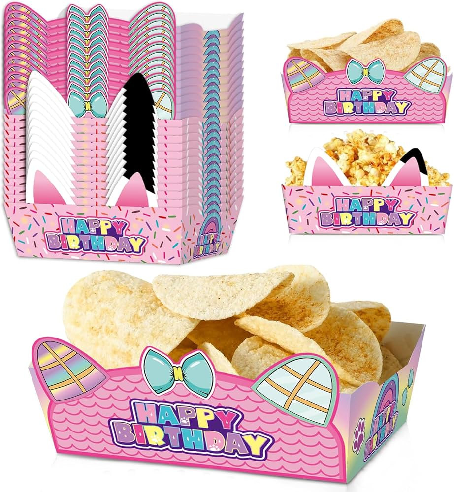 24Pcs Cartoon Dollhouse Food Tray Party Favors Paper Food Serving Tray Birthday Party Supplies Do... | Amazon (US)