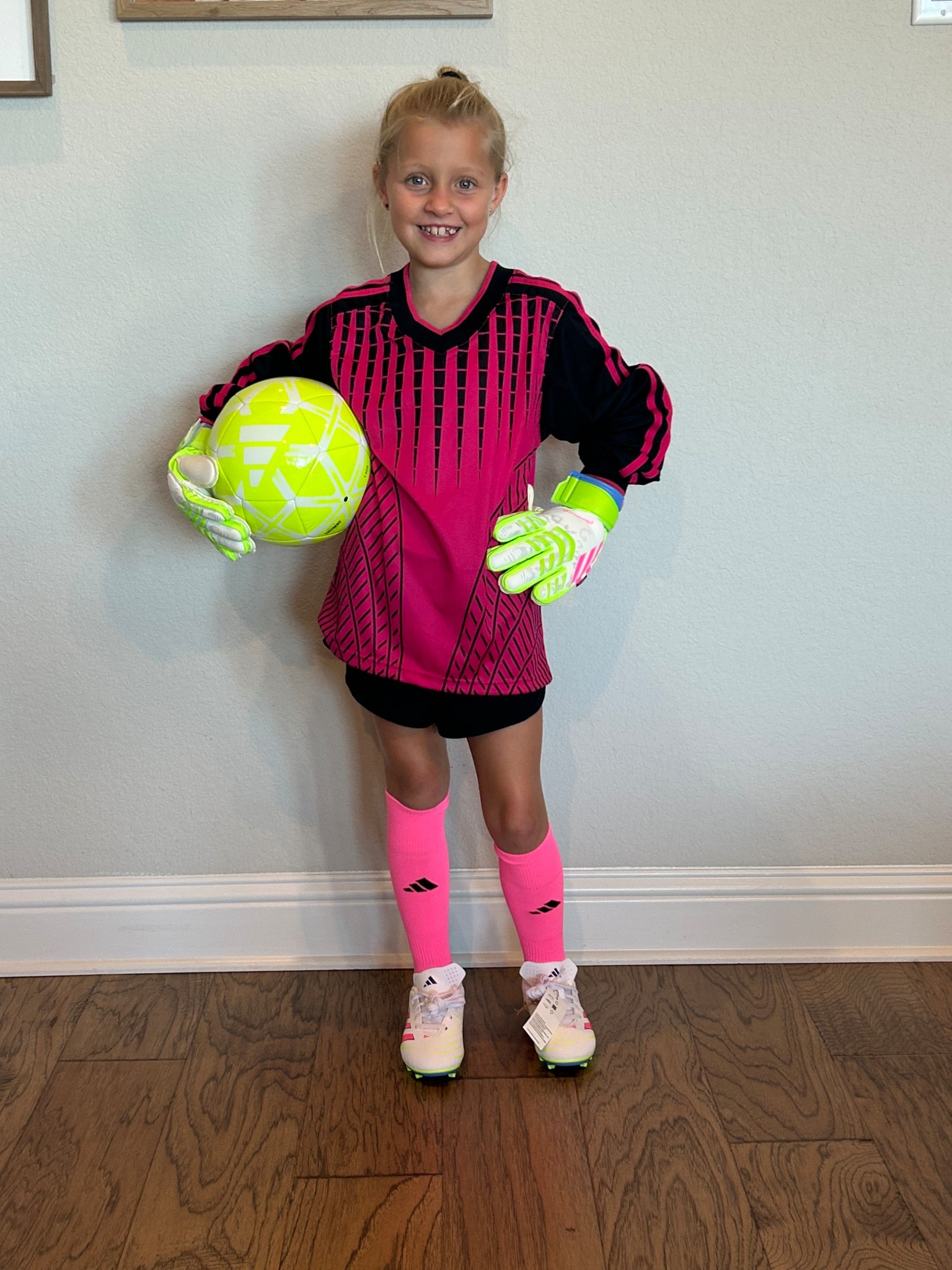 Put me in, Coach!
She is all decked out and ready to try her hand at goal keeper in her new soccer gear that she got for her birthday! 

#LTKKids #LTKActive