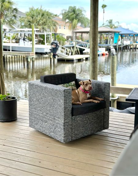 Outdoor furniture sale 
Swivel club chair 
Dock furniture
Patio decor 
Black and gray cushions 
Pillow cover 
Outdoor pillow insert

#LTKsalealert #LTKhome #LTKfindsunder50