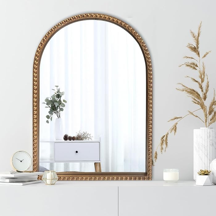 ironsmithn Gold Arched Mirror, 20"x30" Beaded Frame Arch Mirrors, Marlowe Decorative Accent Mirro... | Amazon (US)