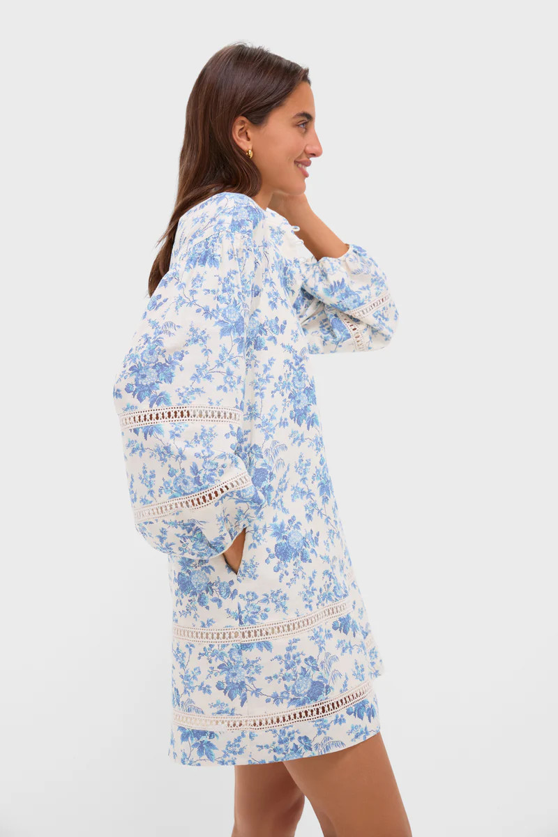 Forget Me Not Floral Cotton Linen Mini Maryse Caftan | Tuckernuck (US)